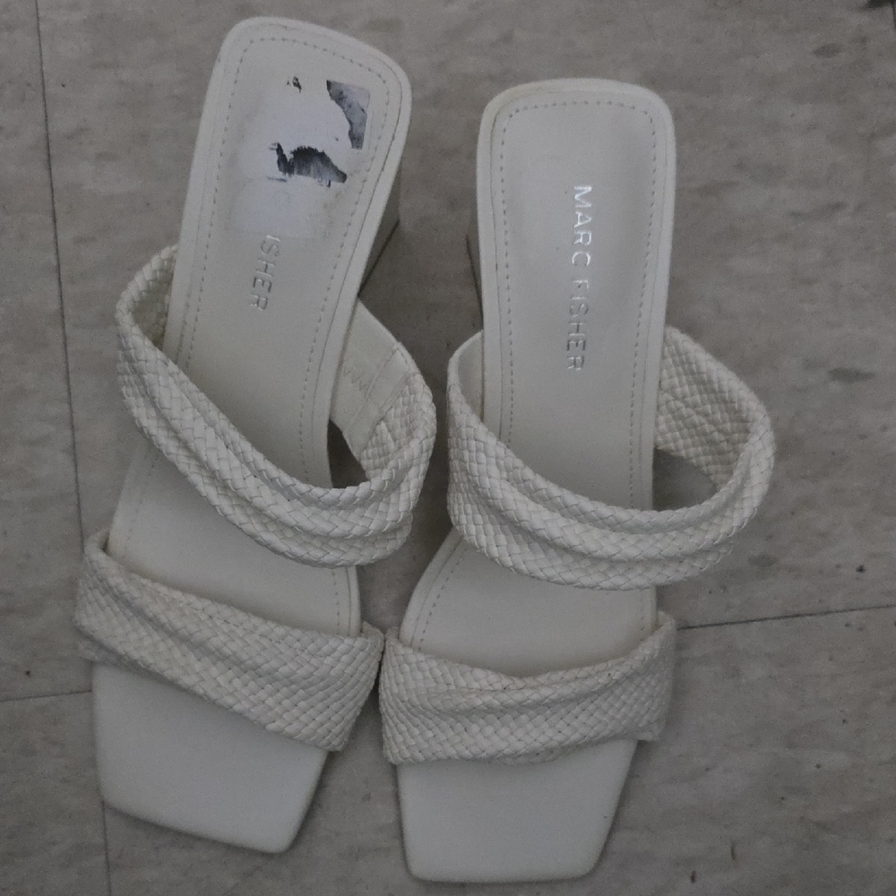 Marc Fisher White Braided Heels